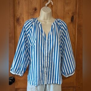 Boston Proper Blue‎ and White Striped Blouse